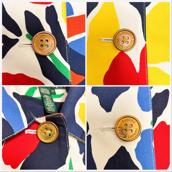 Ralph Lauren Floral Watercolor Red White Yellow Blue Button 3/4 Sleeve Jacket 2X - Picture 11 of 11